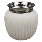 VASO DE CERAMICA BRANCO E PRATEADO