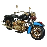 MINIATURA DE MOTOCICLETA EM METAL PRETA E DOURADA
