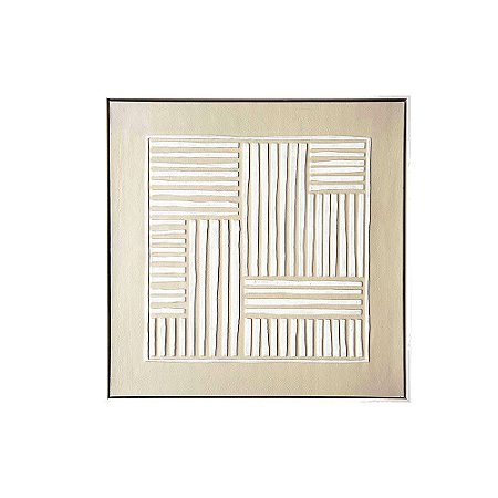QUADRO DECORATIVO EM MDF MARROM COM DETALHE BRANCO