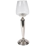 CASTICAL DECORATIVO EM VIDRO E METAL PRATEADO 54CM