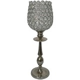 CASTICAL DECORATIVO EM CRISTAL E METAL PRATEADO 14CM X 43CM