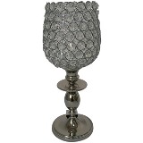 CASTICAL DECORATIVO EM CRISTAL E METAL PRATEADO 14CM X 34CM