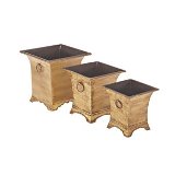 CJ DE CACHEPOTS DE FERRO 3 PCS- QUADRADO