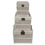 CONJ. DE BAÚS DE MADEIRA E BAMBU -3PÇS G:49CM X 49CM X 39,8C