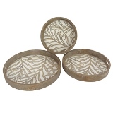 CJ. DE BANDEJAS DE MADEIRA MARROM - 3PCS