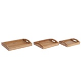 CONJ DE BANDEJAS DE MADEIRA NATURAL - 3 PCS