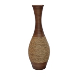 VASO DE RATTAN E PALHA NATURAL