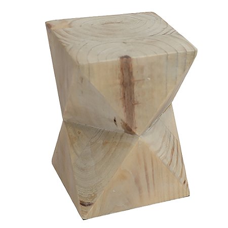 PECA DECORATIVA EM MADEIRA DECORACAO DE MESA CREME 10CM X 10CM X 14CM