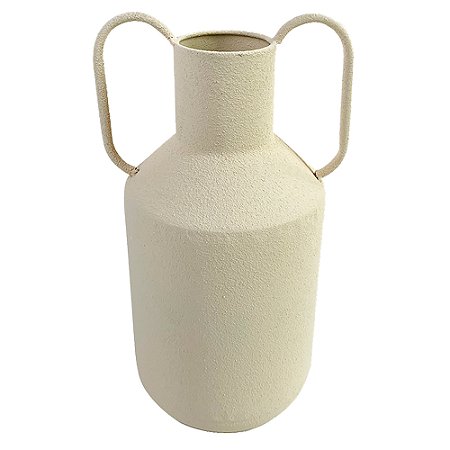 VASO DECORATIVO EM METAL CREME 16,5CM X 16,5CM X 36,5CM