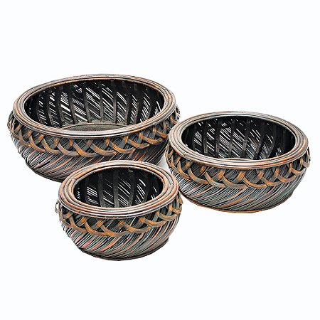 CJ DE CESTOS DE RATTAN 3 PCS