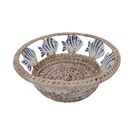 CENTRO DE MESA EM FIBRA NATURAL CERAMICA PEIXE