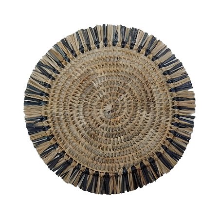 CJ. JOGO AMERICANO FIBRA NATURAL FRANJAS AZUL 4PCS
