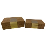 CJ DE CAIXAS EM MADEIRA COM DETALHE DE METAL DOURADO 2PCS