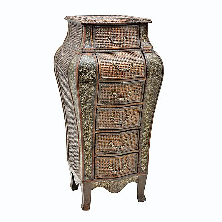 ESTANTE DE RATTAN COM MADEIRA