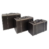 CONJ. DE BAUS DE MADEIRA PRETO- 3PCS