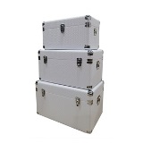 CONJ DE BAUS COM COURO SINTETICO BRANCO 3 PCS