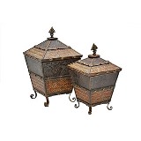 CJ DE CAIXAS DE FERRO E MADEIRA 2 PCS