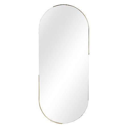 ESPELHO COM MOLDURA EM METAL OVAL ACABAMENTO LISO COR PRATEADO 50CM X 4,5CM X 12