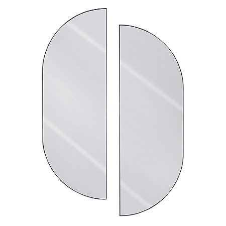 CJ DE 2 ESPELHOS COM MOLDURA EM METAL OVAL ACABAMENTO LISO COR PRATEADO 90,5CM X