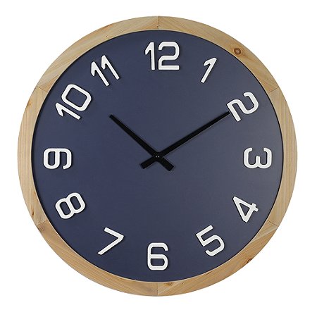 RELOGIO DE PAREDE EM VIDRO E MADEIRA REDONDO COR CINZA E NATURAL 60CM X 60CM X 3