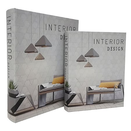 CJ DE CAIXA LIVRO DE MADEIRA INTERIOR DESIGN CINZA CLARO