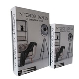 CONJ DE CAIXAS LIVRO INTERIOR DESIGN BRANCO E PRETO - 2 PCS
