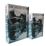 CONJ DE CAIXAS LIVRO ARCHITECTURE BRANCO E AZUL - 2 PCS
