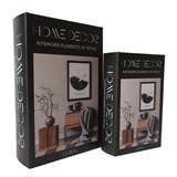 CONJ DE CAIXAS LIVRO HOME DECOR PRETO E BEGE - 2 PCS