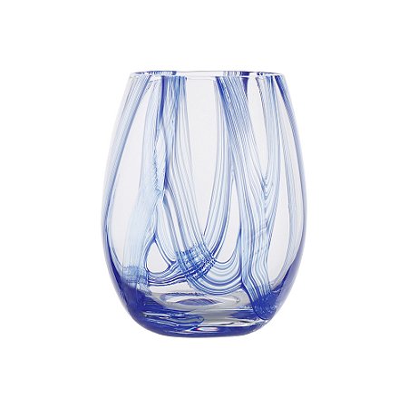 CJ DE COPOS EM VIDRO TRANSPARENTE E AZUL 6PCS