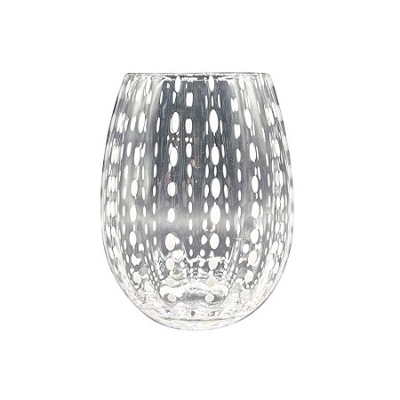 CJ DE COPOS EM VIDRO TRANSPARENTE COM DETALHE BRANCO 6PCS