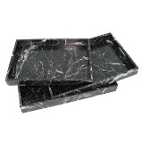 CJ. DE BANDEJAS MARMORIZADAS DE MADEIRA 3 PCS NERO MARQUINA