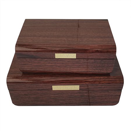 CONJUNTO DE 2 CAIXAS DECORATIVAS EM MADEIRA - COR NATURAL - G 30X20X10CM P 24X16