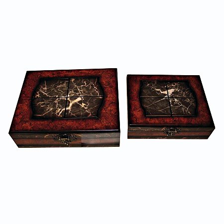 CJ DE CAIXAS DE MADEIRA LAQUEADA- 2 PCS