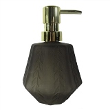PORTA SABONETE LIQUIDO DE VIDRO PRETO E DOURADO