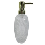 PORTA SABONETE LIQUIDO DE VIDRO BRANCO E DOURADO