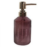 PORTA SABONETE LIQUIDO DE VIDRO ROSA E DOURADO