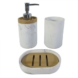 CJ. DE PORTA SABONETE LIQUIDO, SABONETEIRA E POTE DE CERAMIC