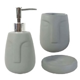 CJ. DE PORTA SABONETE LIQUIDO, SABONETEIRA E POTE DE CERAMIC