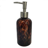 PORTA SABONETE LIQUIDO DE VIDRO AMBAR COM MANCHAS MARRONS