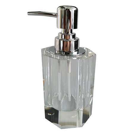 PORTA SABONETE DE CRISTAL TRANSPARENTE COM DETALHE PRATEADO
