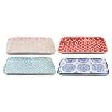 CJ. DE 4 PRATOS EM CERAMICA - MINI - VERMELHO, AZUL, ROSA, BRANCO