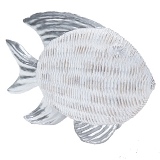 PEIXE DECORATIVO DE RESINA BRANCO E CINZA