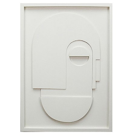 QUADRO DECORATIVO EM MADEIRA - 3D - BRANCO - 50X70X2.5CM