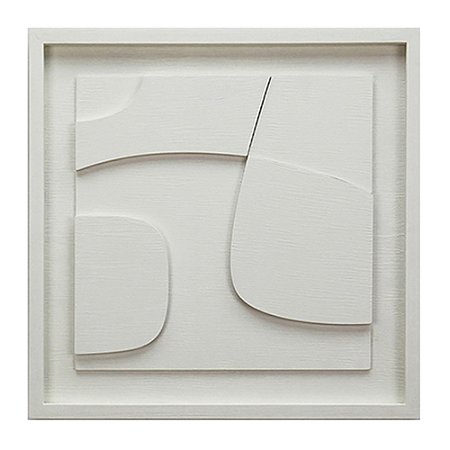 QUADRO DECORATIVO EM MADEIRA - 3D - BRANCO - 50X50X2.5CM