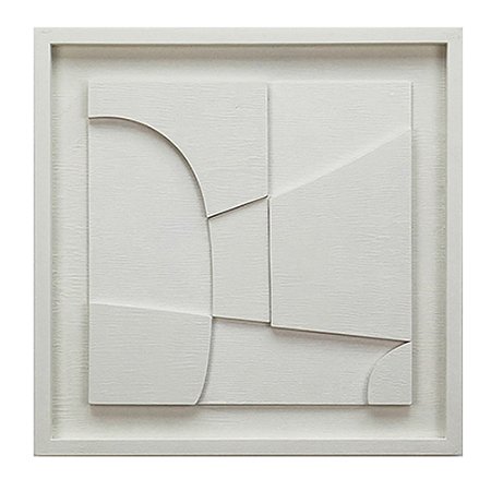 QUADRO DECORATIVO EM MADEIRA - 3D - BRANCO - 50X50X2.5CM