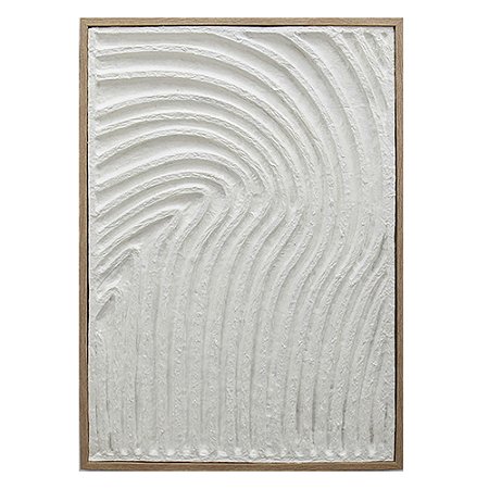 QUADRO DECORATIVO EM MADEIRA - 3D - BRANCO E MOLDURA NATURAL - 50X70X2.2CM