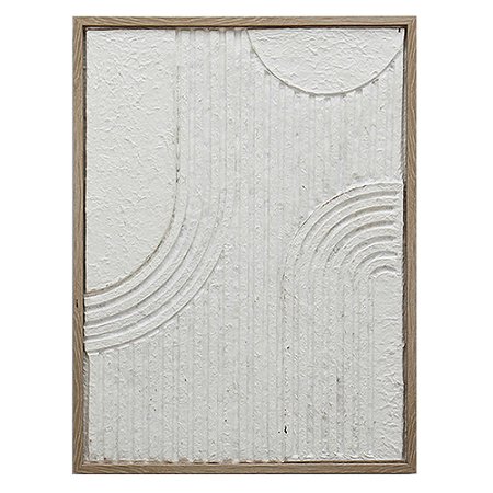QUADRO DECORATIVO EM MADEIRA - 3D - BRANCO E MOLDURA NATURAL - 45X60X2.2CM
