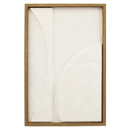 QUADRO DECORATIVO EM MADEIRA - 3D - CREME E MOLDURA NATURAL - 40X60X3CM
