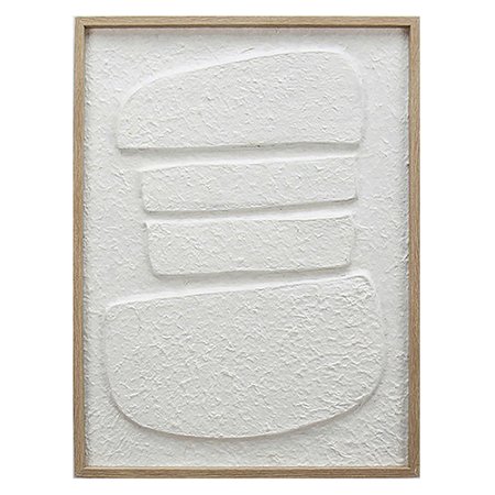 QUADRO DECORATIVO EM MADEIRA - 3D - BRANCO E MOLDURA NATURAL - 45X60X2.2CM