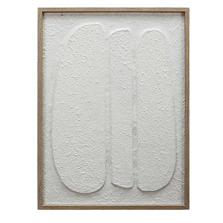 QUADRO DECORATIVO EM MADEIRA - 3D - BRANCO E MOLDURA NATURAL - 45X60X2.2CM